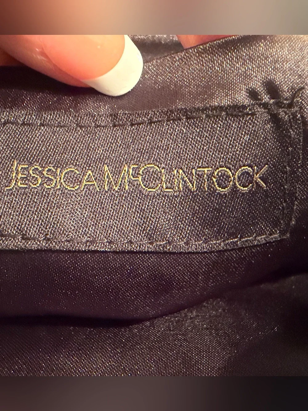 Jessica McClintock Sparkly Black Evening Clutch Rhinestone Finger Hold & Chain